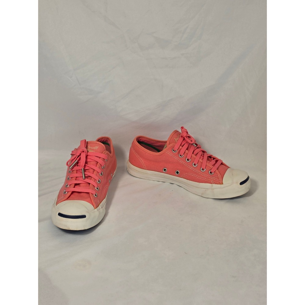 Converse Jack Purcell Coral Pink Canvas Low Top Sneakers Womens 7.5 Smile Toe